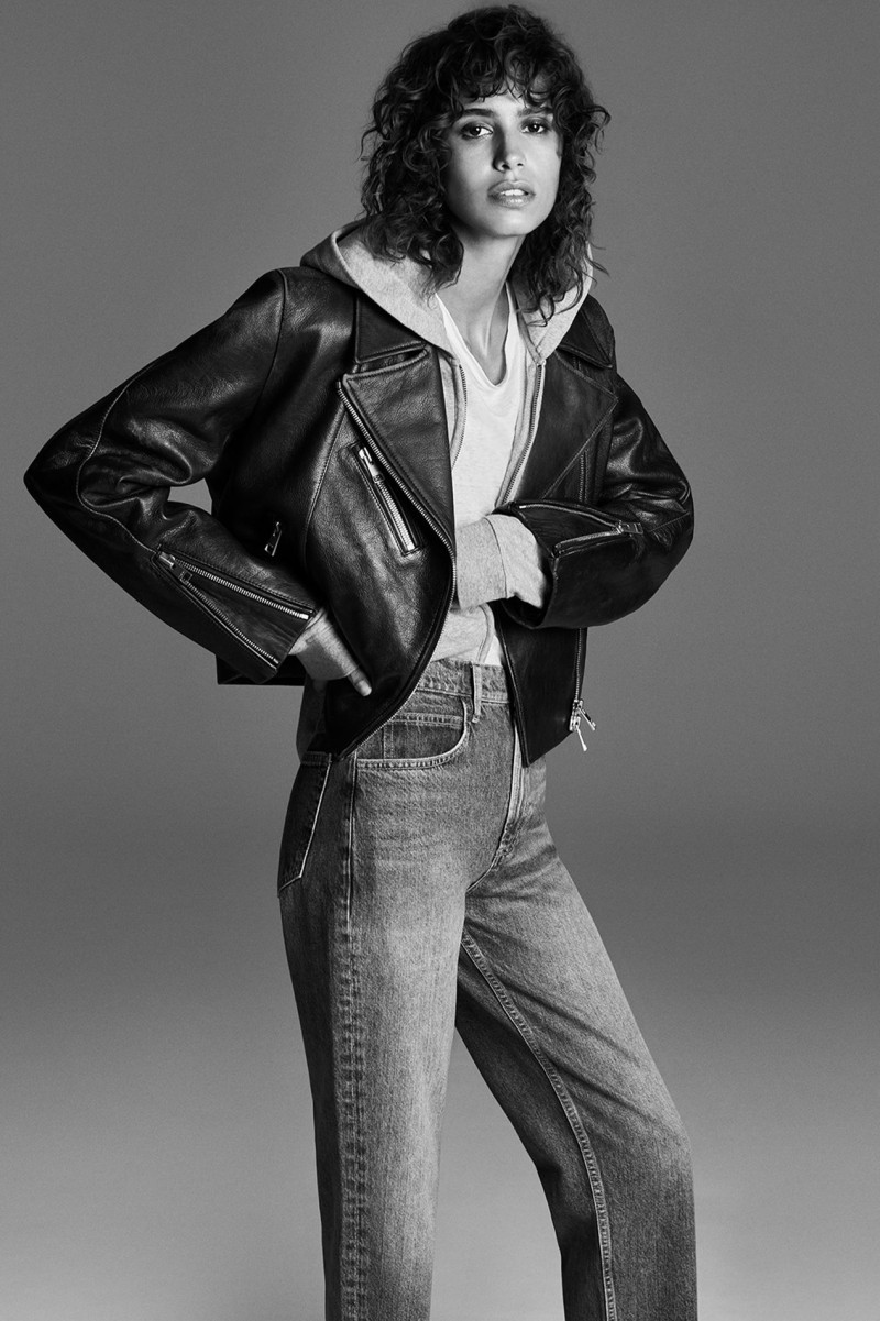 Mica Arganaraz featured in  the Frame Denim advertisement for Winter 2022