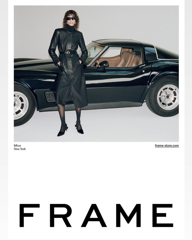 Mica Arganaraz featured in  the Frame Denim advertisement for Winter 2022