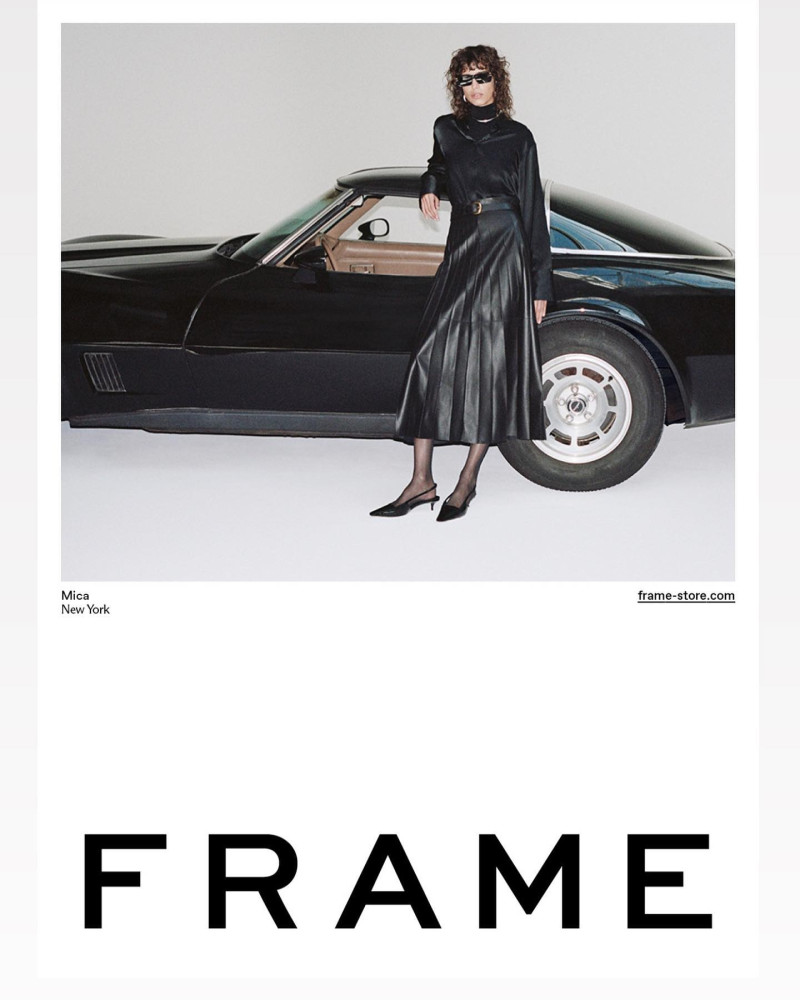 Mica Arganaraz featured in  the Frame Denim advertisement for Winter 2022