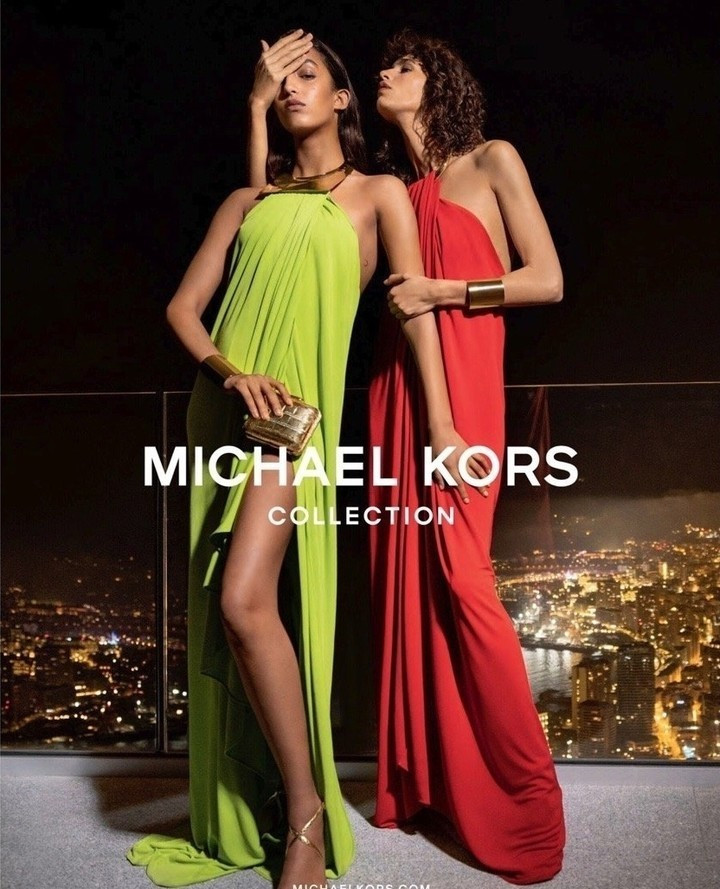 Mica Arganaraz featured in  the Michael Kors Collection advertisement for Spring/Summer 2023