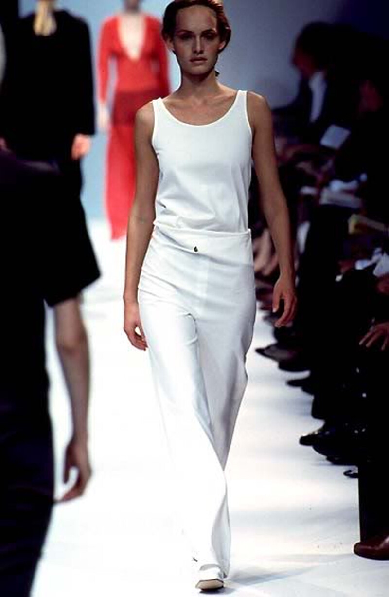 Amber Valletta featured in  the Jil Sander fashion show for Spring/Summer 1996