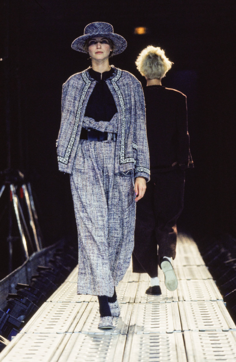 Nadja Auermann featured in  the Yohji Yamamoto fashion show for Spring/Summer 1997