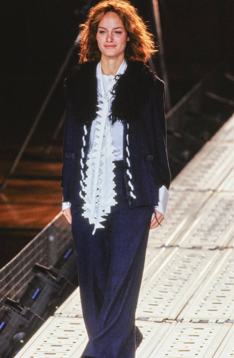 Amber Valletta featured in  the Yohji Yamamoto fashion show for Spring/Summer 1997