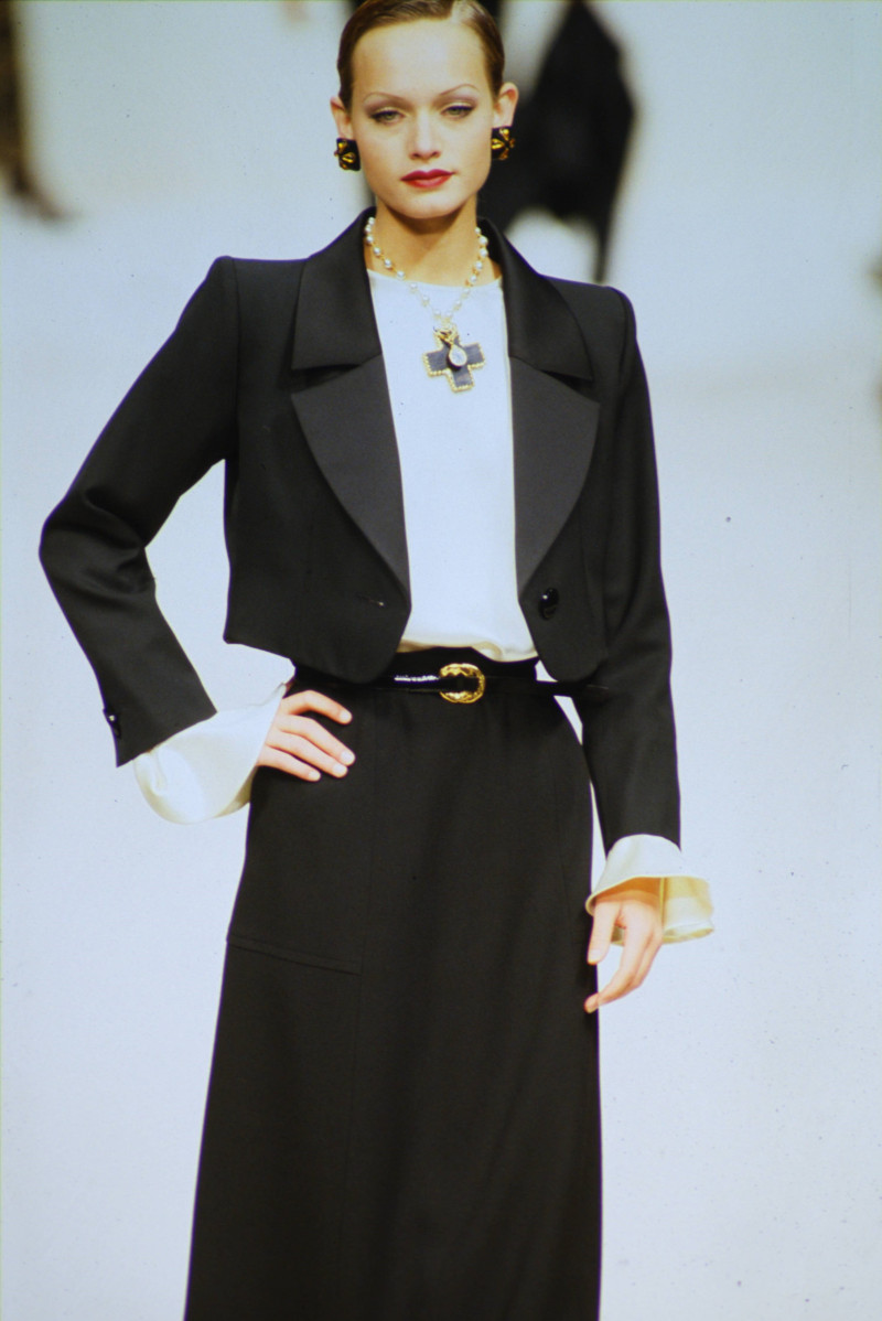 Amber Valletta featured in  the Saint Laurent fashion show for Autumn/Winter 1993