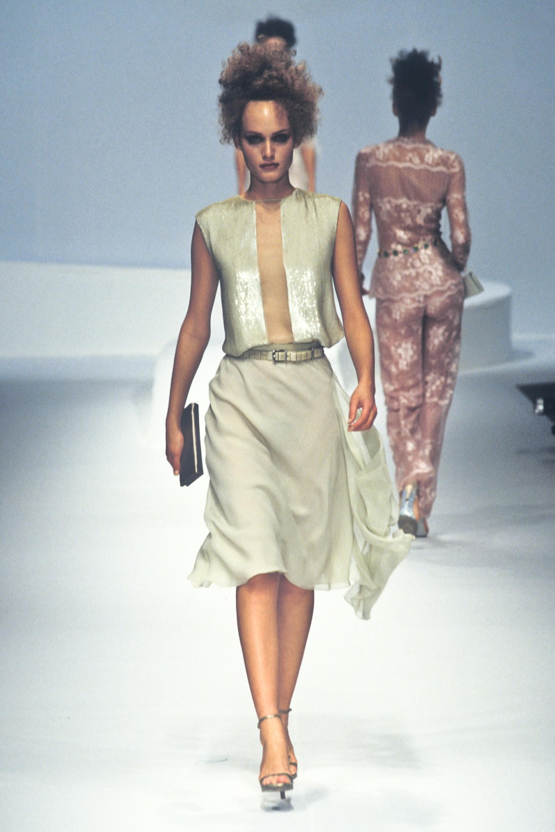 Amber Valletta featured in  the Valentino fashion show for Spring/Summer 1997