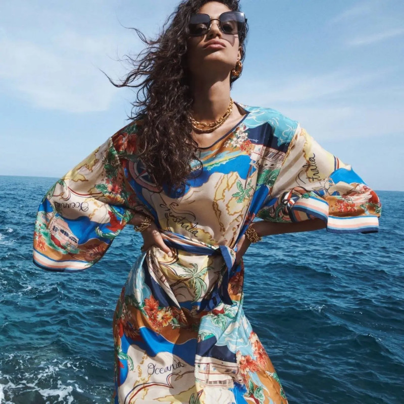 Malika El Maslouhi featured in  the Zimmermann Zimmermann Resort Swim 2024 Campaign advertisement for Resort 2024