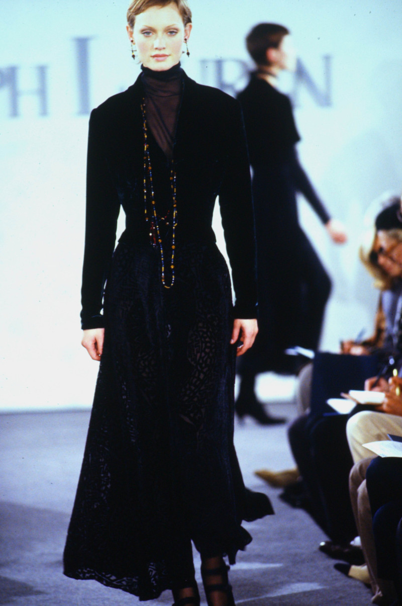 Amber Valletta featured in  the Ralph Lauren Collection fashion show for Autumn/Winter 1993