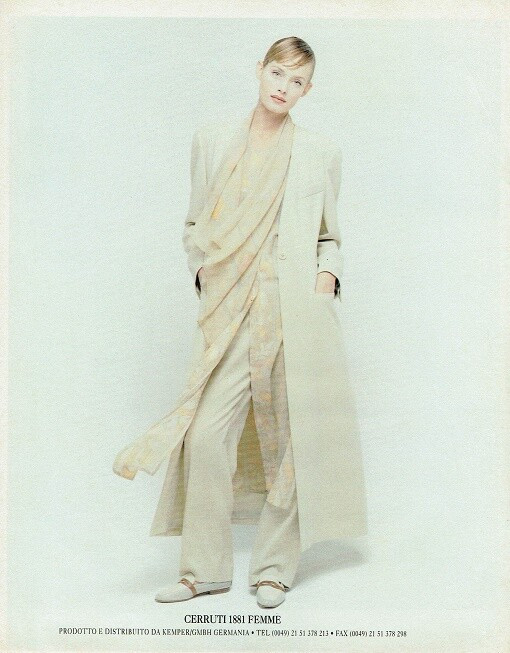 Amber Valletta featured in  the Cerruti 1881 advertisement for Spring/Summer 1994