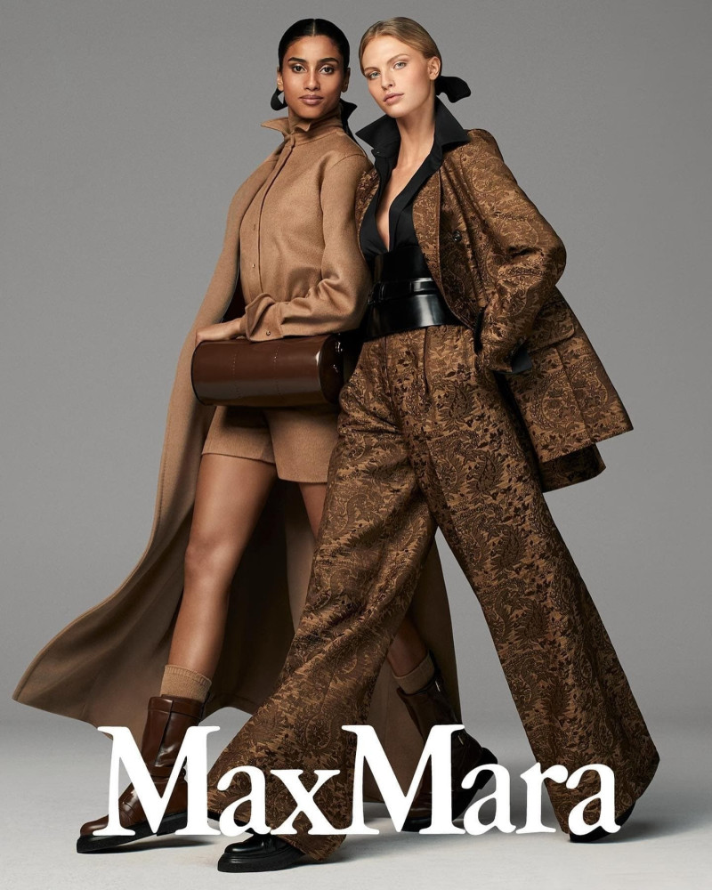 Imaan Hammam featured in  the Max Mara advertisement for Autumn/Winter 2023