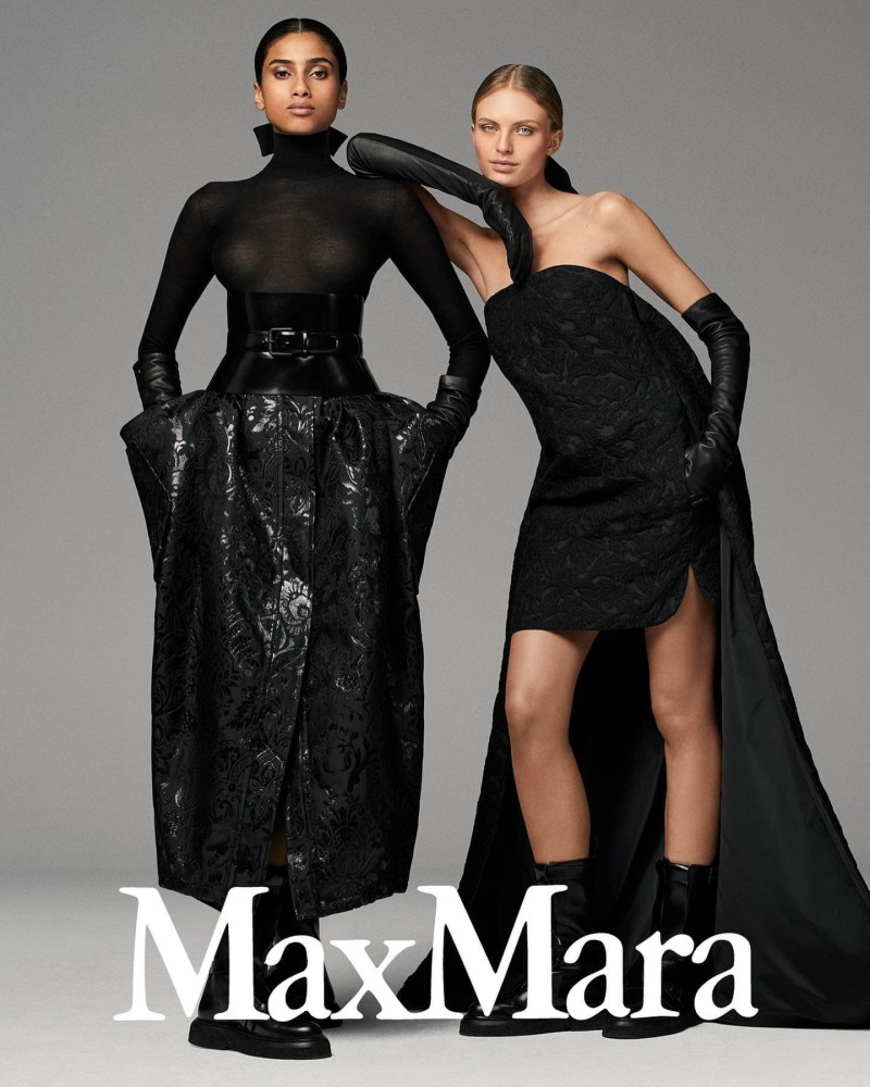 Imaan Hammam featured in  the Max Mara advertisement for Autumn/Winter 2023