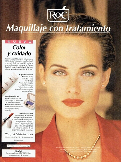 Amber Valletta featured in  the Roc Skincare advertisement for Spring/Summer 1993
