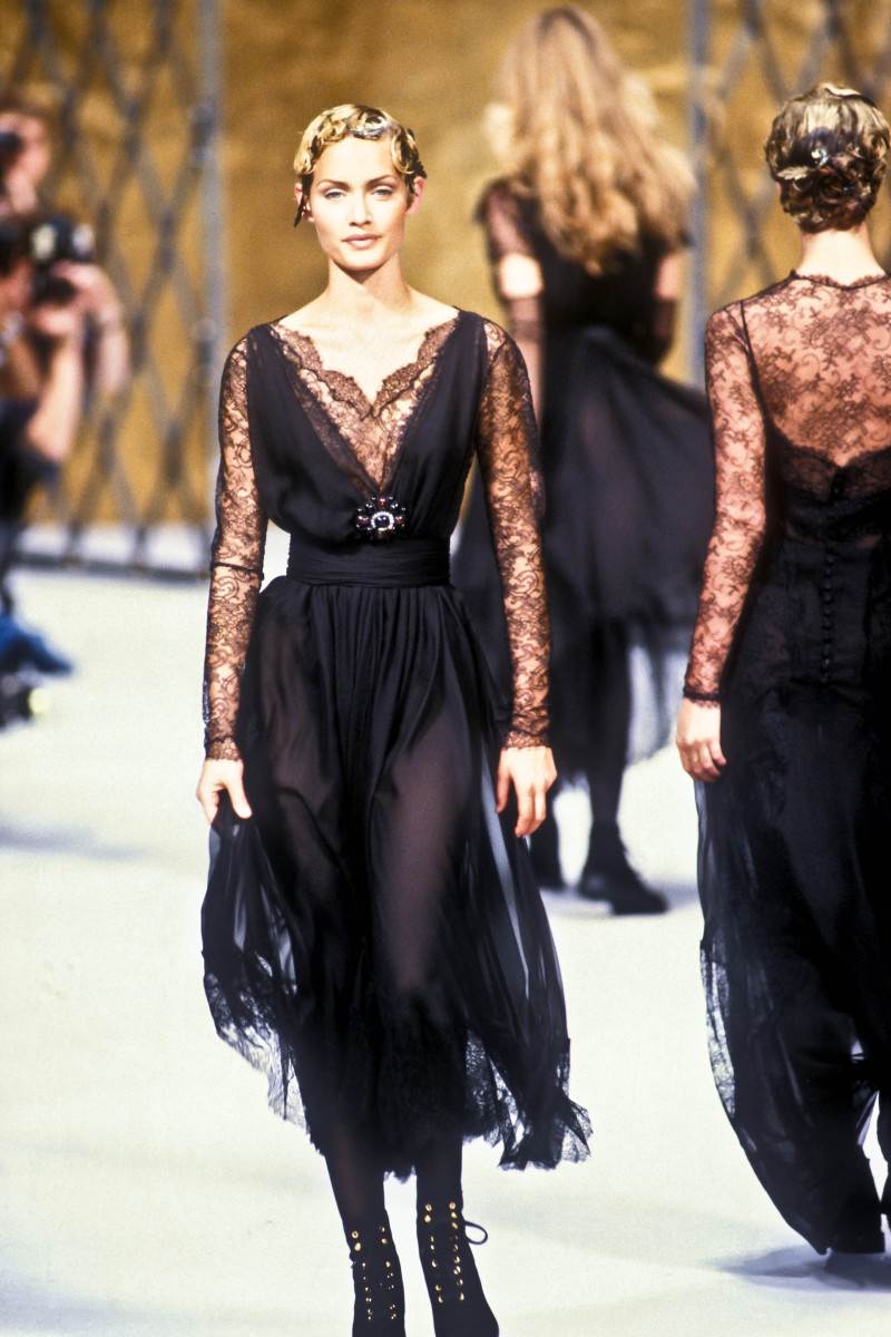 Amber Valletta featured in  the Chanel Haute Couture fashion show for Autumn/Winter 1993