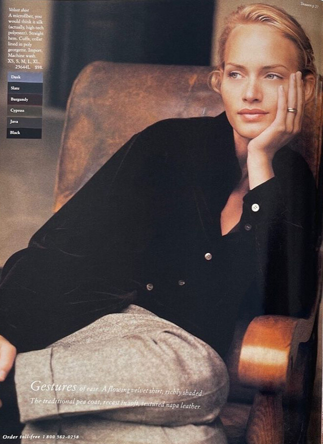 Amber Valletta featured in  the J.Crew catalogue for Autumn/Winter 1995