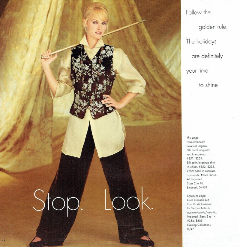 Amber Valletta featured in  the Neiman Marcus Stop Look Glisten catalogue for Christmas 1995