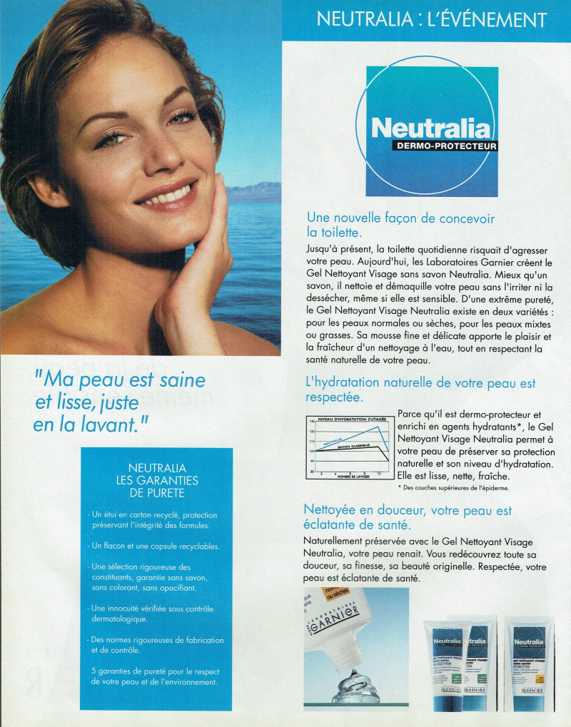 Amber Valletta featured in  the Garnier advertisement for Autumn/Winter 1992