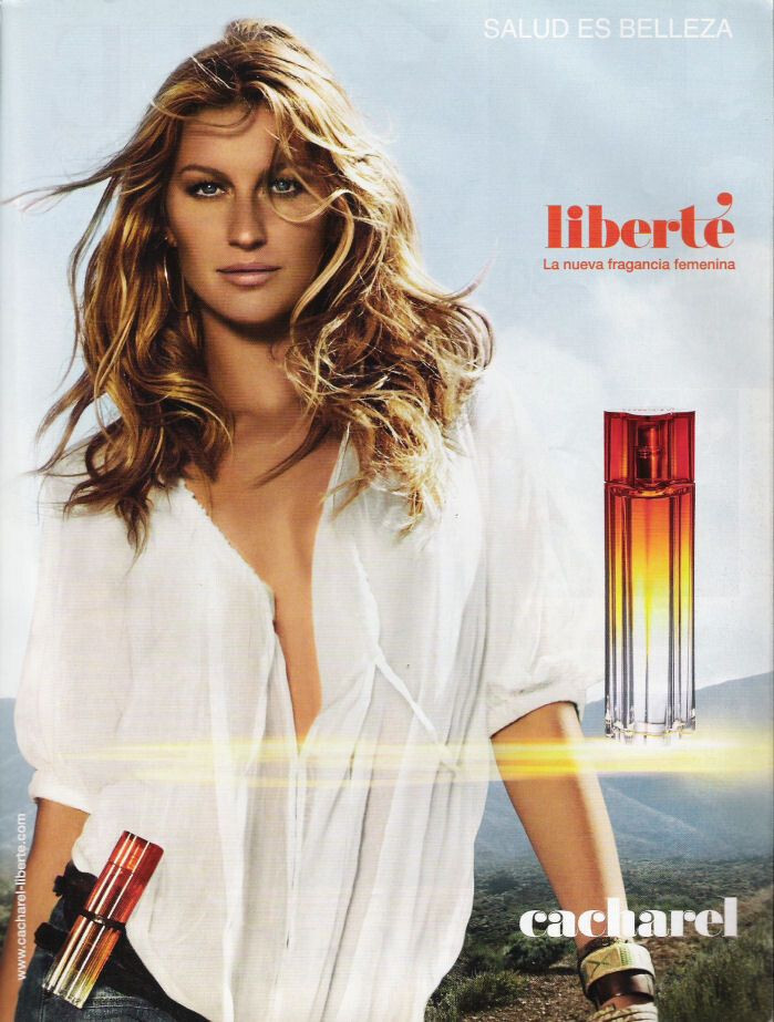 Gisele Bundchen featured in  the Cacharel Liberte Fragrance advertisement for Spring/Summer 2007