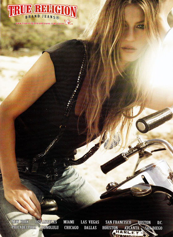 Gisele Bundchen featured in  the True Religion advertisement for Spring/Summer 2009