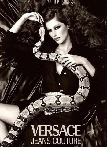 Gisele Bundchen featured in  the Versace Jeans Couture advertisement for Spring/Summer 2000