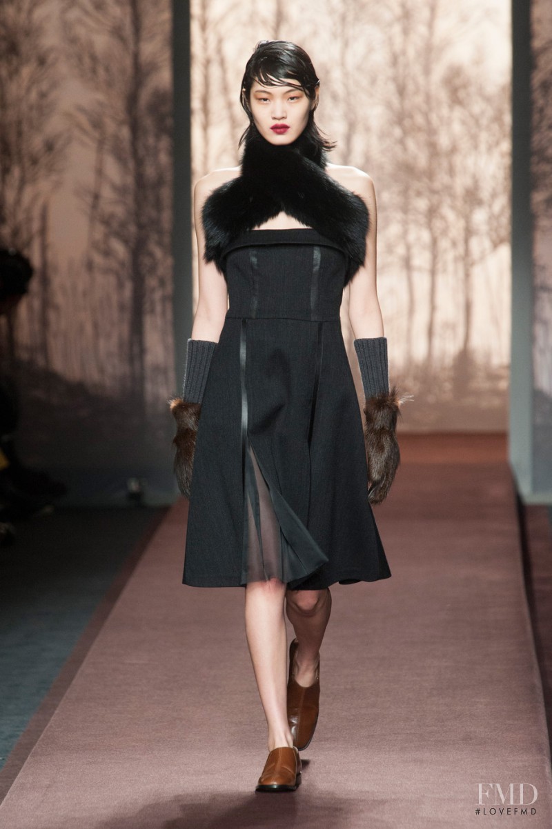 Chiharu Okunugi featured in  the Marni fashion show for Autumn/Winter 2013
