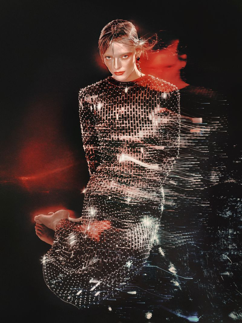 Beauise Ferwerda Bagmeyer featured in  the Giorgio Armani advertisement for Holiday 2023