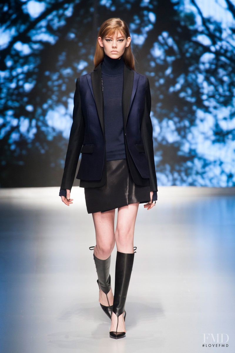 Ondria Hardin featured in  the Salvatore Ferragamo fashion show for Autumn/Winter 2013