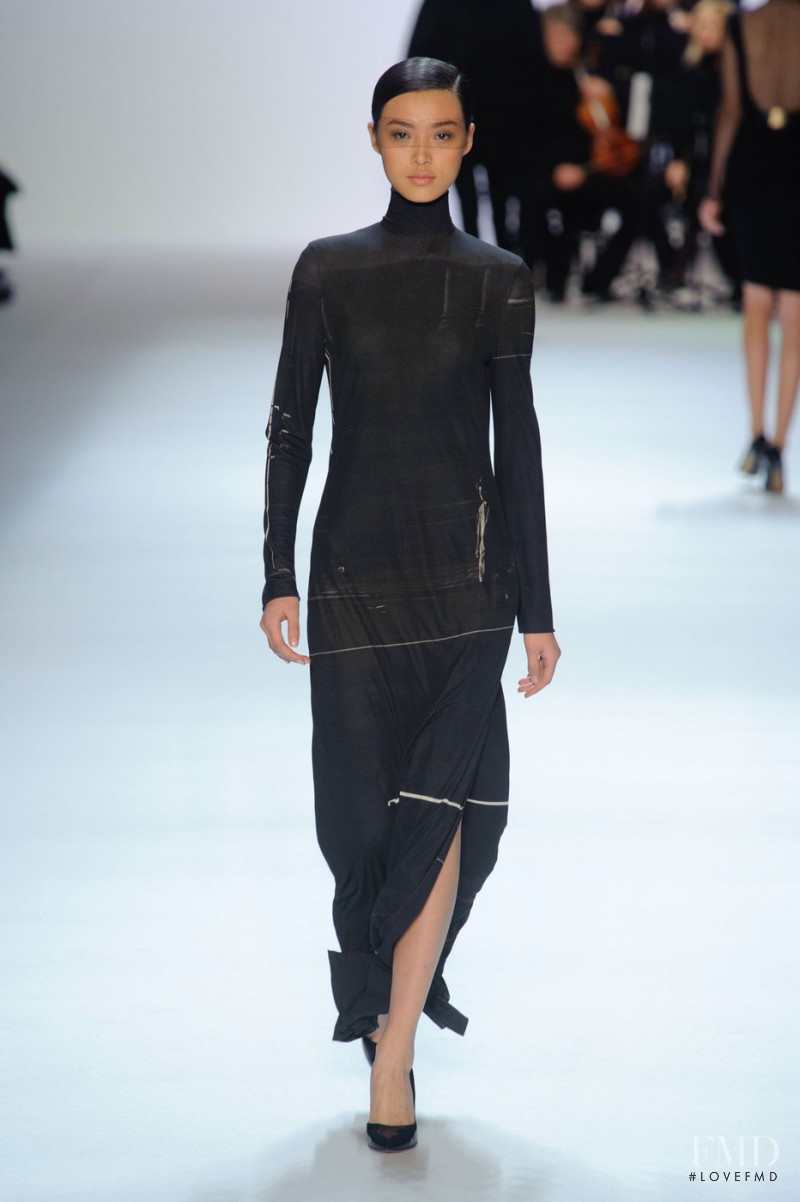 Tian Yi featured in  the Akris fashion show for Autumn/Winter 2013