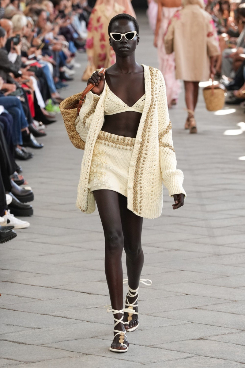 Naomi Apajok featured in  the Ermanno Scervino fashion show for Spring/Summer 2024