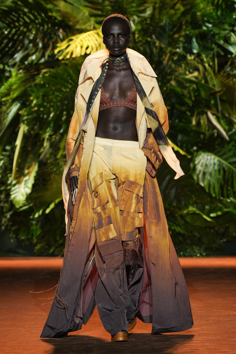 Naomi Apajok featured in  the Roberto Cavalli fashion show for Spring/Summer 2024