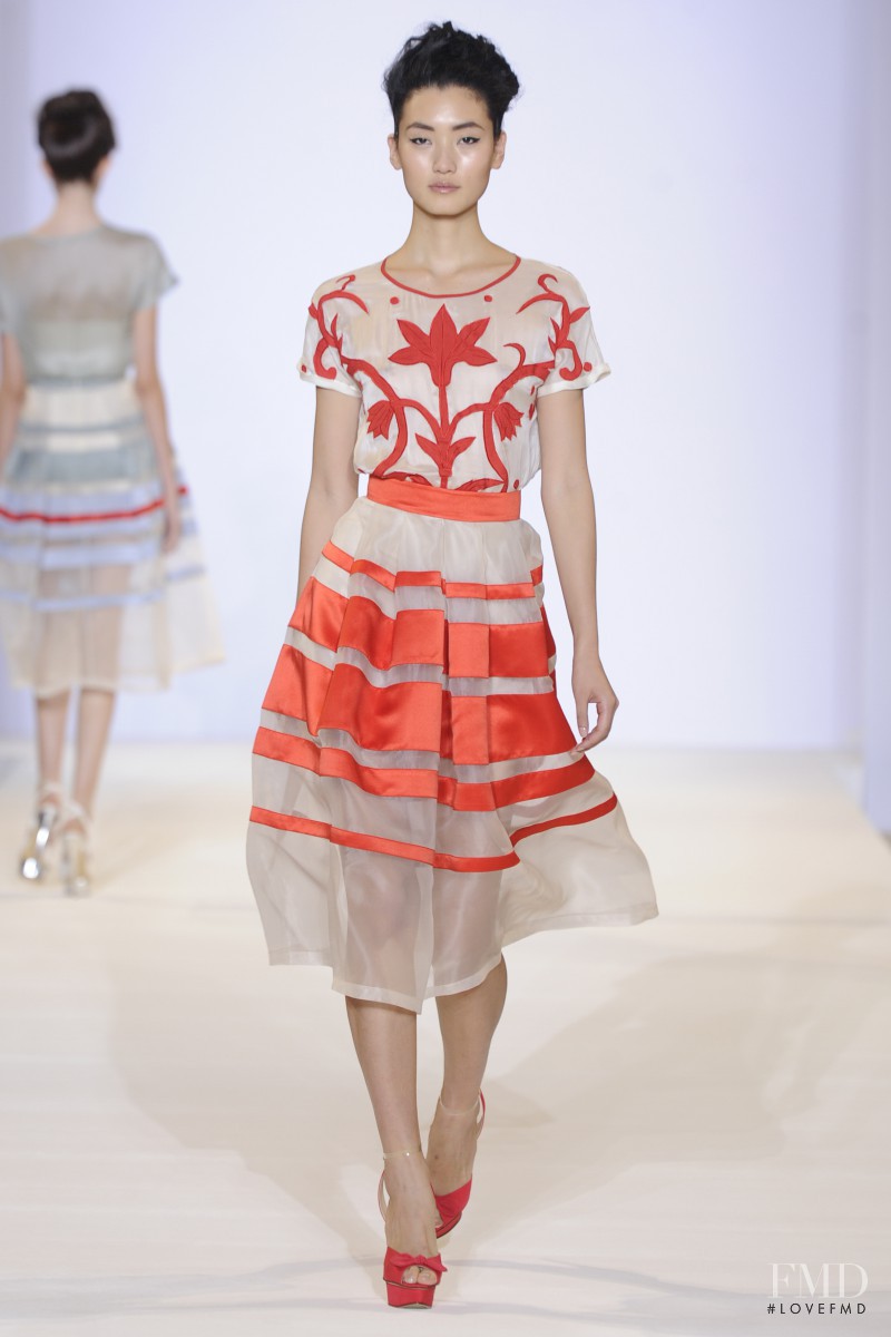 Lina Zhang featured in  the Temperley London fashion show for Spring/Summer 2013