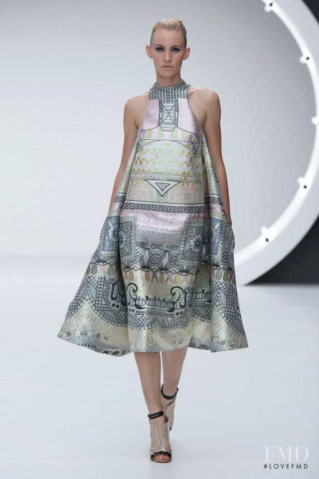 Emily Baker featured in  the Mary Katrantzou fashion show for Spring/Summer 2013