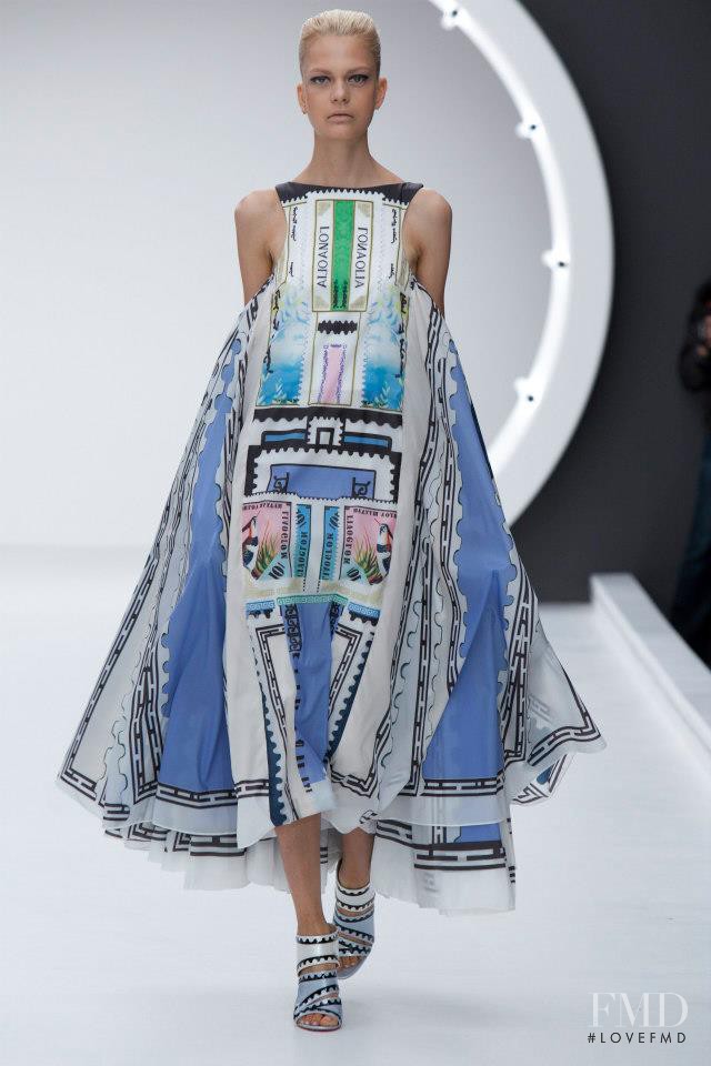 Caroline Schurch featured in  the Mary Katrantzou fashion show for Spring/Summer 2013