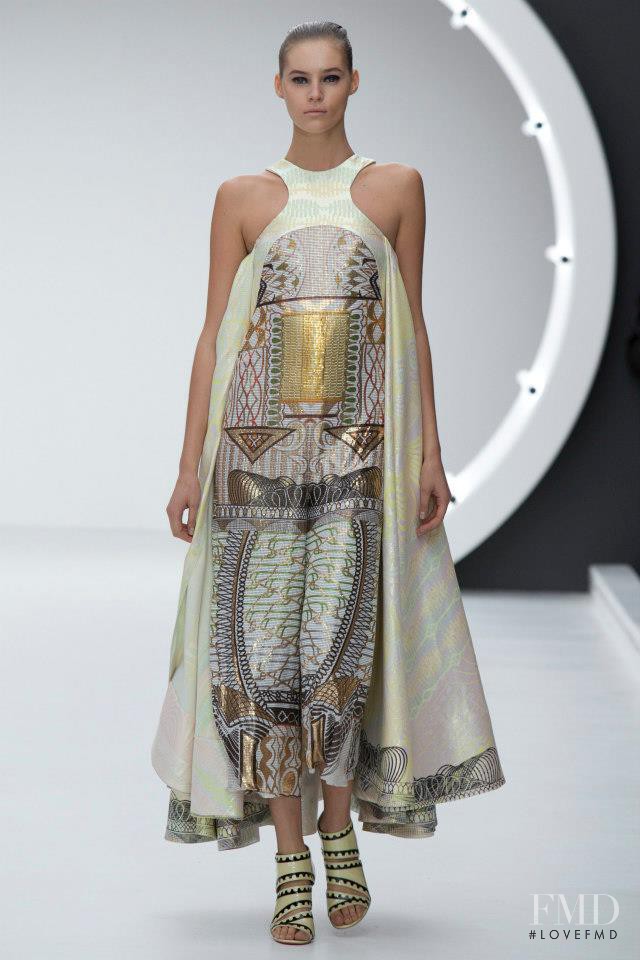 Julia Ivanyuk featured in  the Mary Katrantzou fashion show for Spring/Summer 2013