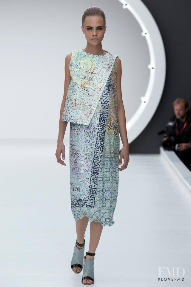 Cara Delevingne featured in  the Mary Katrantzou fashion show for Spring/Summer 2013