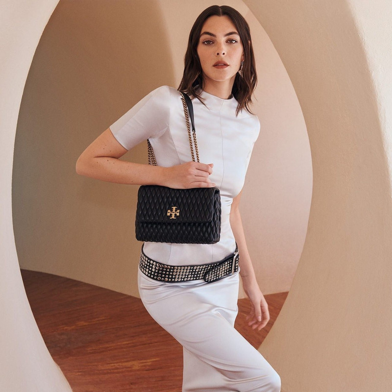 Vittoria Ceretti featured in  the Tory Burch advertisement for Holiday 2023