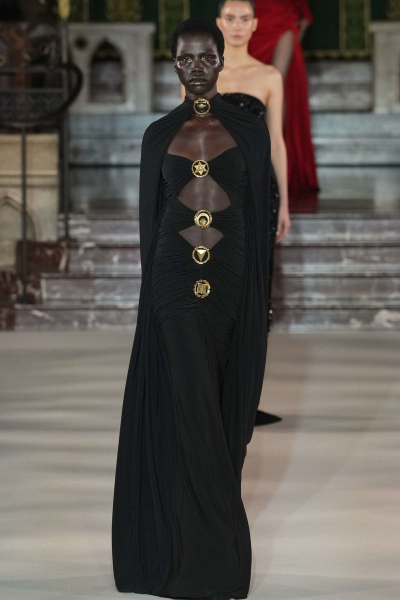 Naomi Apajok featured in  the Gaurav Gupta fashion show for Spring/Summer 2024