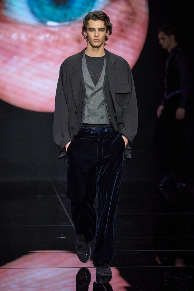 Francesco Cicerchia featured in  the Giorgio Armani fashion show for Autumn/Winter 2024