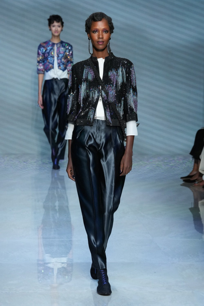 Leila Ndabirabe featured in  the Giorgio Armani fashion show for Spring/Summer 2024