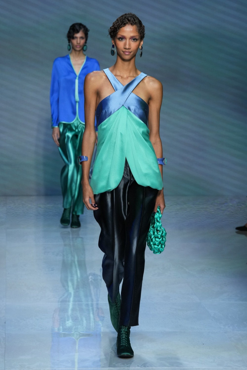 Aiden Curtiss featured in  the Giorgio Armani fashion show for Spring/Summer 2024