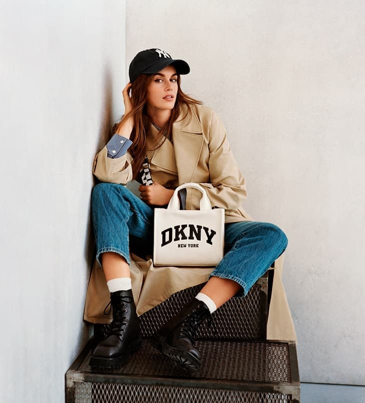 Kaia Gerber featured in  the DKNY advertisement for Spring 2024