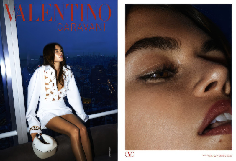 Kaia Gerber featured in  the Valentino Garavani advertisement for Spring 2024