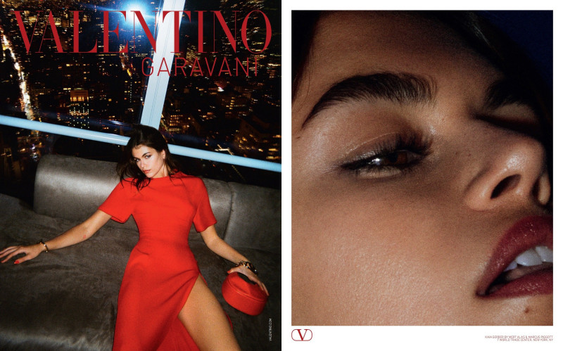 Kaia Gerber featured in  the Valentino Garavani advertisement for Spring 2024