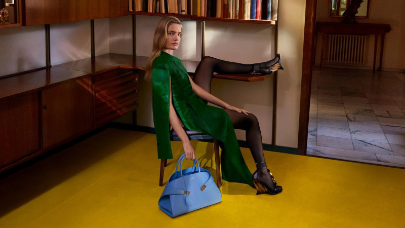 Natalia Vodianova featured in  the Salvatore Ferragamo advertisement for Spring/Summer 2024