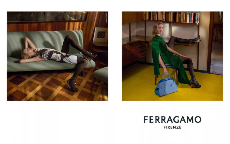 Natalia Vodianova featured in  the Salvatore Ferragamo advertisement for Spring/Summer 2024