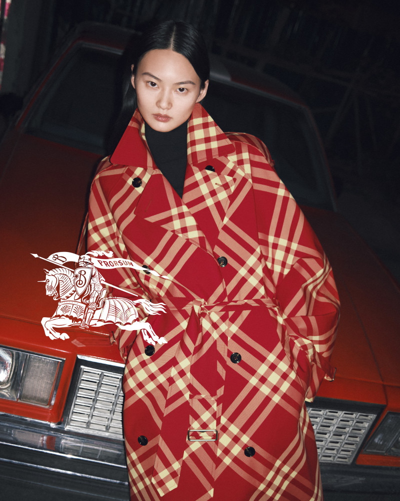 Cong He featured in  the Burberry Burberry Lunar New Year 2024 Campaign advertisement for Spring 2024