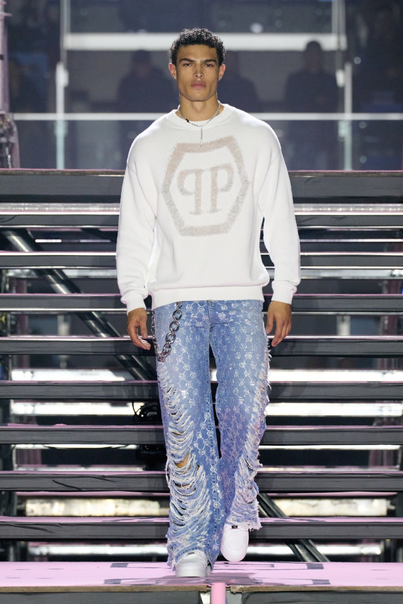 Noah Luis Brown featured in  the Philipp Plein fashion show for Autumn/Winter 2024