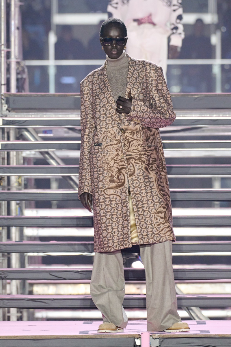 Akuol Deng Atem featured in  the Philipp Plein fashion show for Autumn/Winter 2024