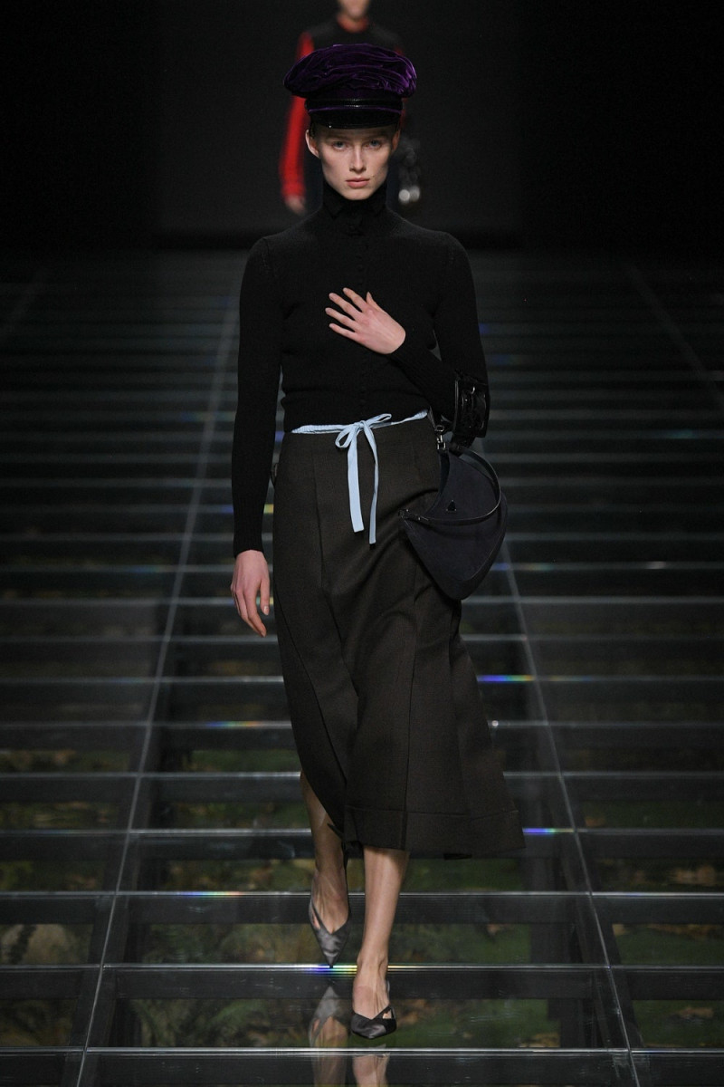 Rianne Van Rompaey featured in  the Prada fashion show for Autumn/Winter 2024