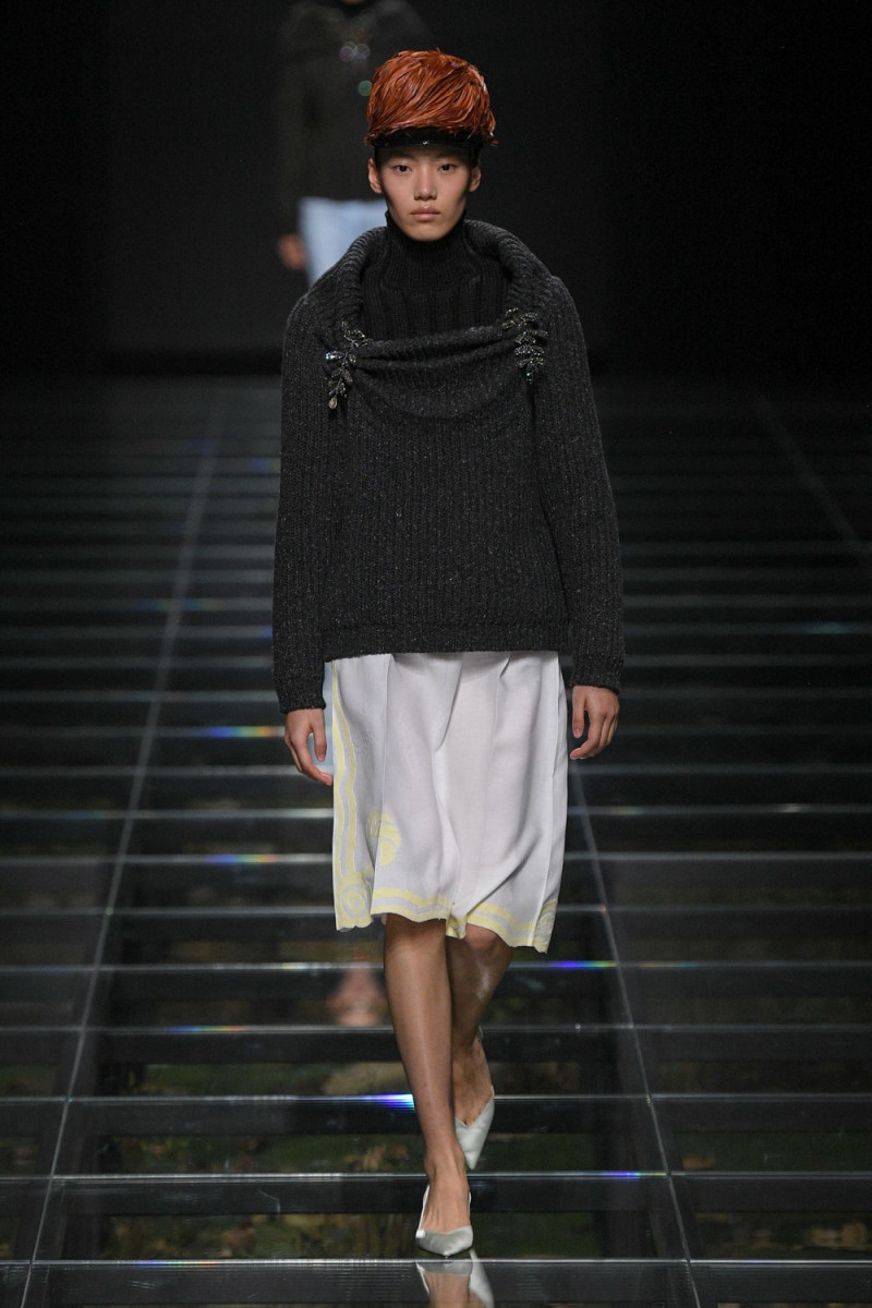 Hejia Li featured in  the Prada fashion show for Autumn/Winter 2024