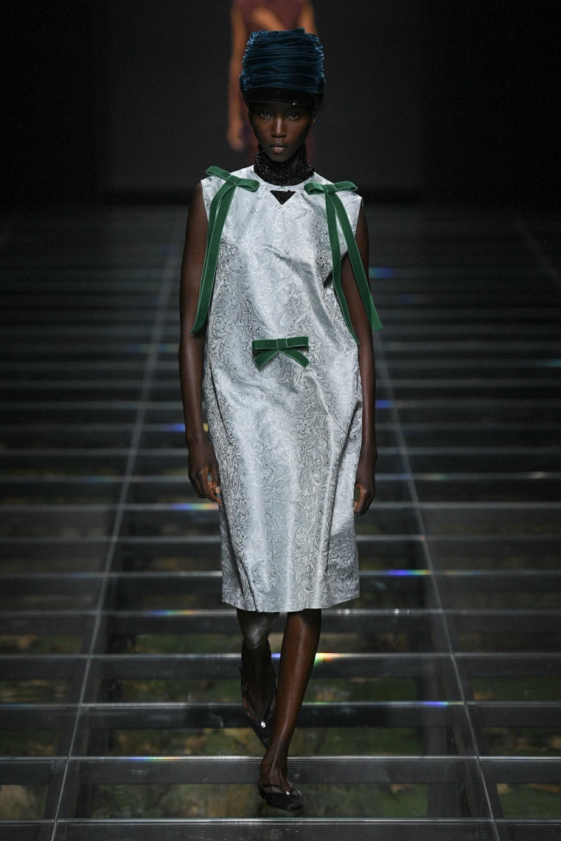 Anok Yai featured in  the Prada fashion show for Autumn/Winter 2024