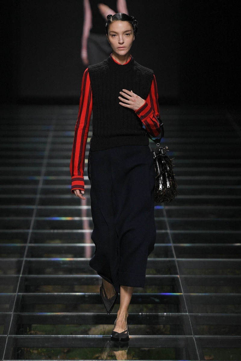 Mariacarla Boscono featured in  the Prada fashion show for Autumn/Winter 2024